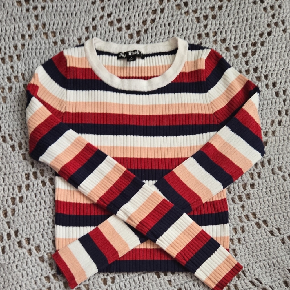 Say What size Small Striped Cropped Long Sleeve